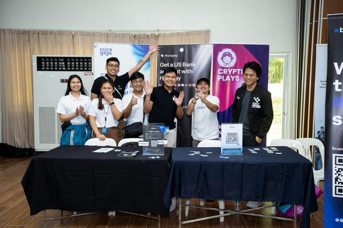 BCC 2025 partner booths with Base, Hurupay and Crypto Plays teams